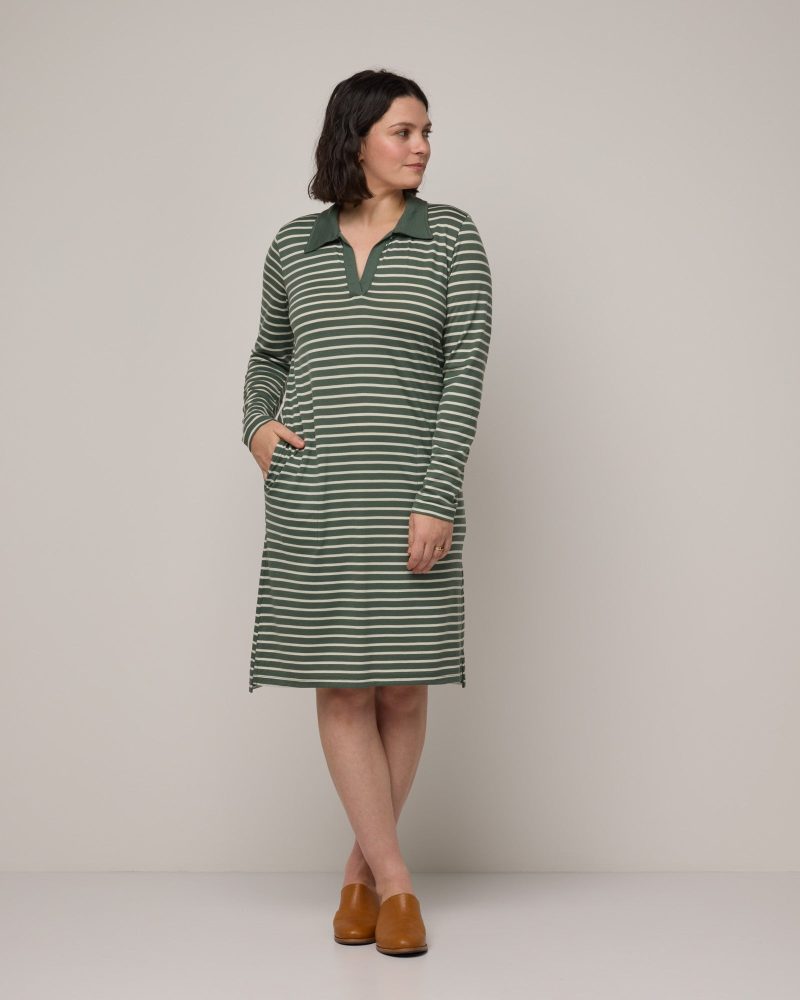 20240124 wooland 01672 BristolPoloDress ThymeStripe LR