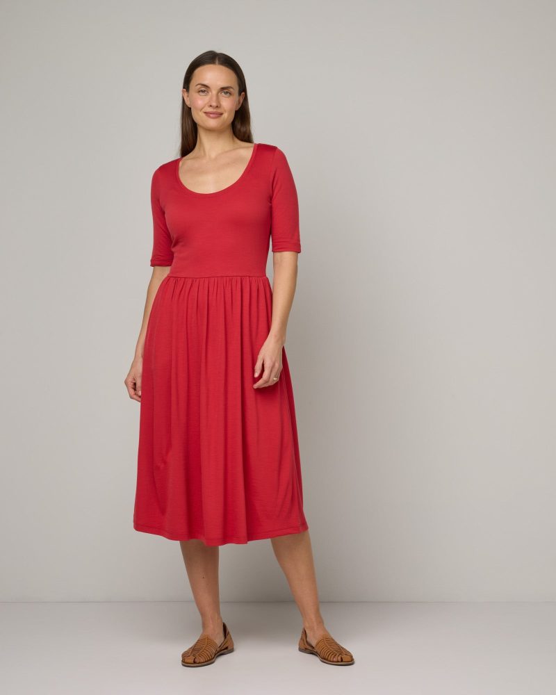 20240328 29 wooland 00814 SylvieFitFlareDress CoralRed LR