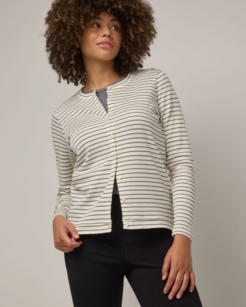 20240730 wooland 00562 CelesteRibCardigan NaturalWhiteCastlerockStripe LR