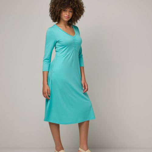 20240730 wooland 01631 EmiliaRuchedDress AquaTeal LR