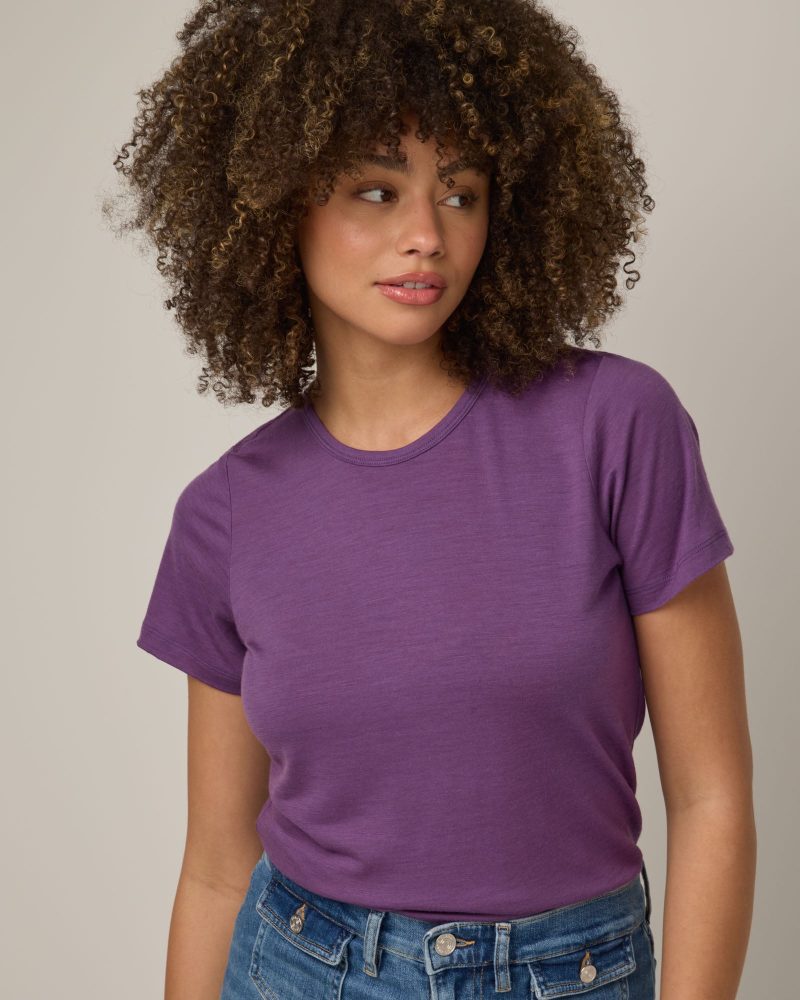 20241023 wooland 01047 Cara100WoolCrewTee PurpleFig LR